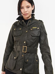 Barbour® International Dark Green Biker Style Jacket - Image 1 of 5