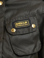 Barbour® International Dark Green Biker Style Jacket - Image 4 of 5