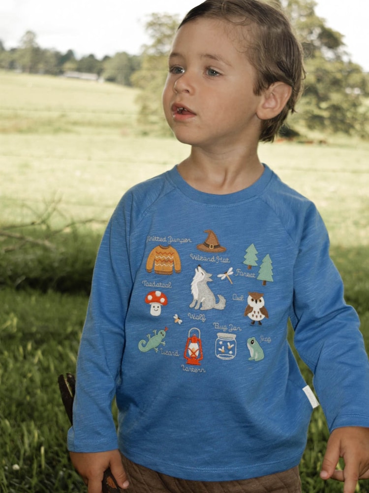 Purebaby Blue Magic Forest Longsleeve Tee - Image 1 of 6 Purebaby Blue Magic Forest Longsleeve Tee - Image 1 of 6