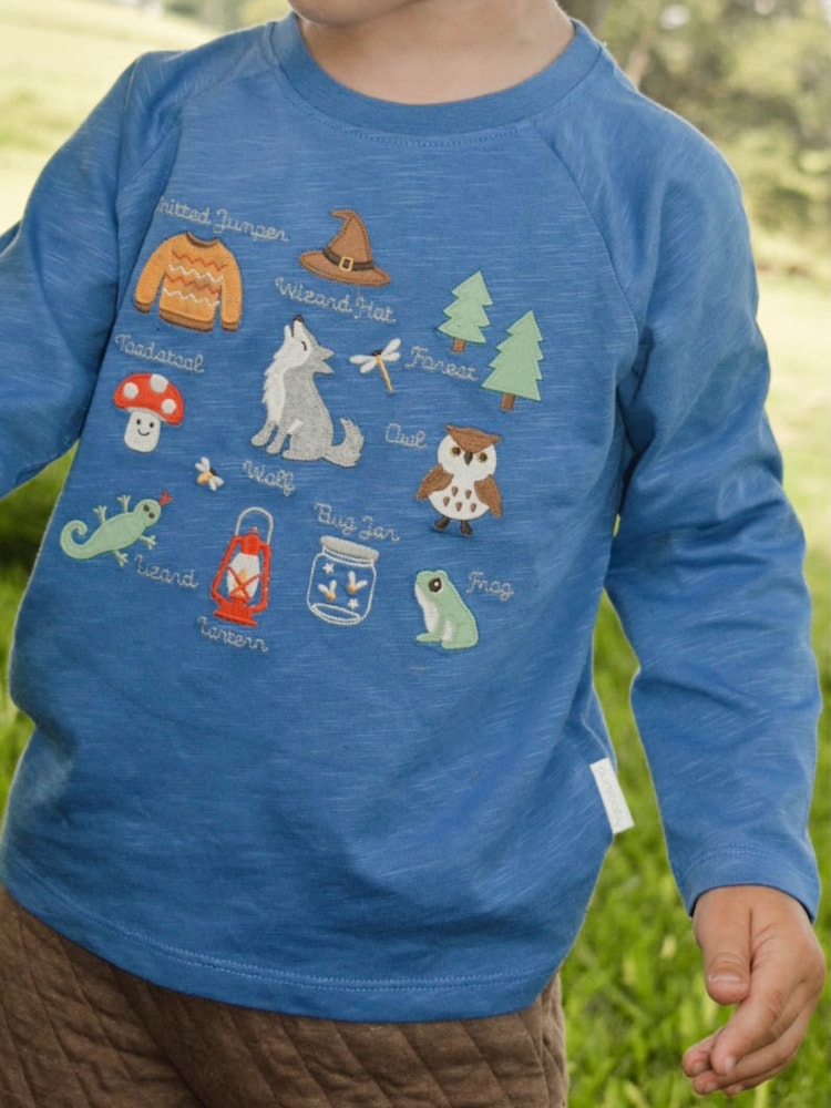 Purebaby Blue Magic Forest Longsleeve Tee - Image 2 of 6 Purebaby Blue Magic Forest Longsleeve Tee - Image 2 of 6