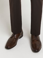 River Island Dark Brown Lace-Up Leather Brogue Derby Shoes - Image 2 of 5