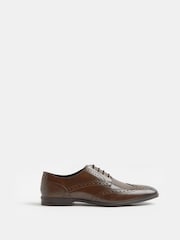 River Island Dark Brown Lace-Up Leather Brogue Derby Shoes - Image 3 of 5