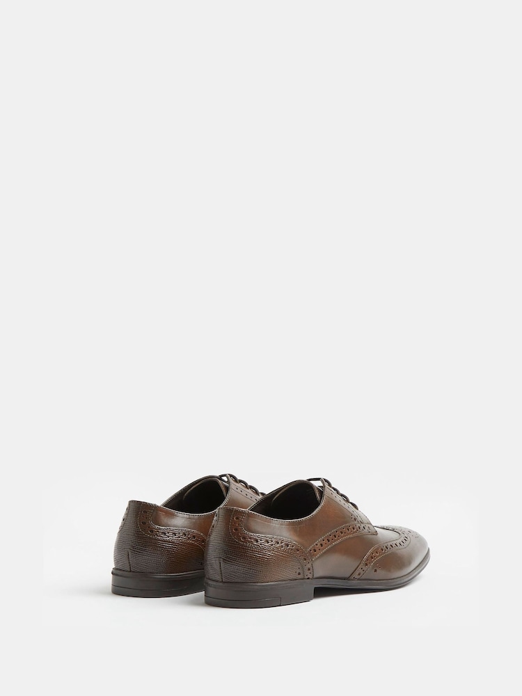 River Island Dark Brown Lace-Up Leather Brogue Derby Shoes - Image 5 of 5