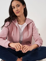 Crew Clothing Pink Heritage Zip Through Hoodie - Image 3 of 4