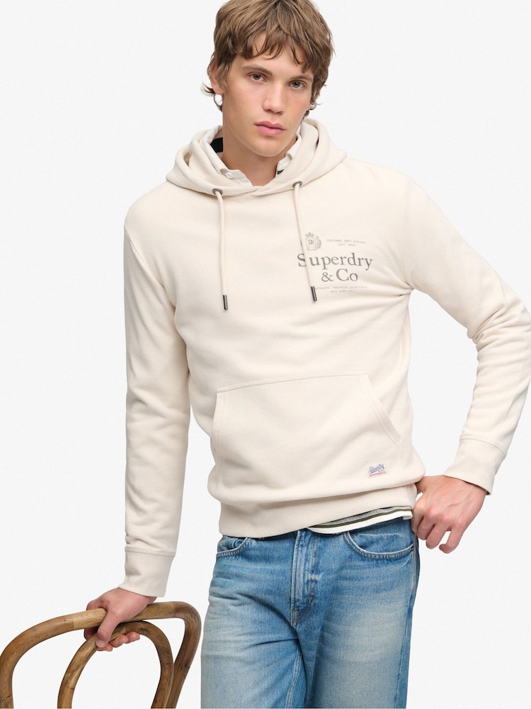 Superdry Cream 1954 Company Relaxed Hoodie - Image 1 of 6