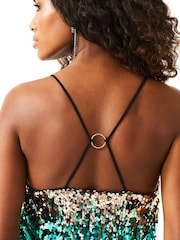 Blue Ombre V-Neck Sequin Cami Top - Image 5 of 8