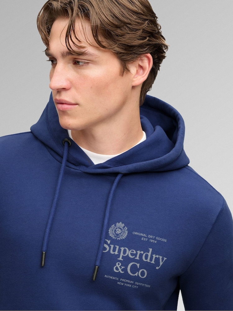 Superdry Blue 1954 Company Relaxed Hoodie - Image 5 of 5