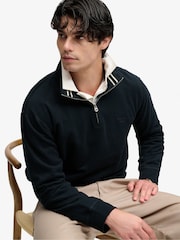 Superdry Navy Blue Essential Serif Logo Half Zip Sweat Top - Image 1 of 6