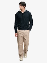Superdry Navy Blue Essential Serif Logo Half Zip Sweat Top - Image 4 of 6