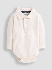 JoJo Maman Bébé Ecru Plain Long Sleeve Polo Shirt Body - Image 1 of 3