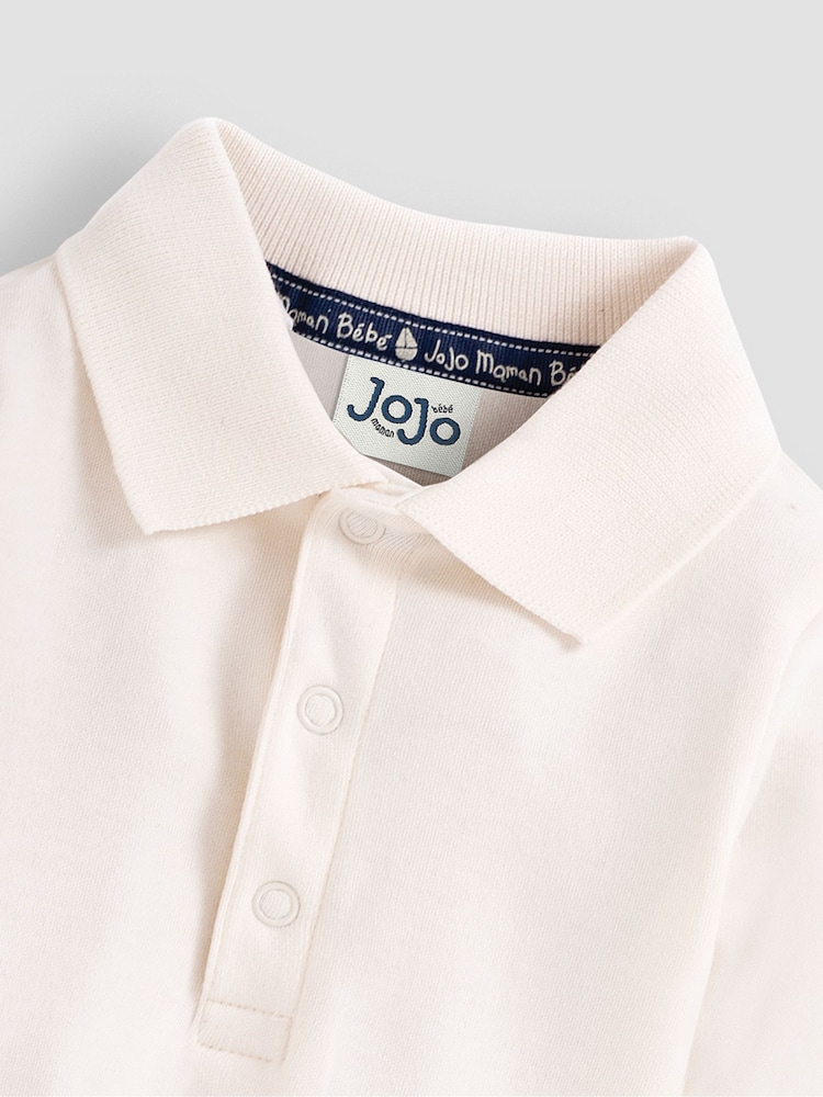 JoJo Maman Bébé Ecru Plain Long Sleeve Polo Shirt Body - Image 2 of 3