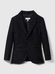 Reiss Navy Kin 9-13 yrs Slim Fit Single Breasted Linen Blazer - Image 2 of 4
