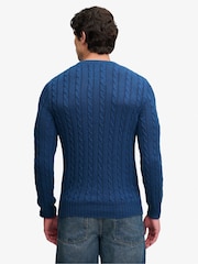 Superdry Sea Blue Cotton Cable Knit Crew Neck Jumper - Image 2 of 4