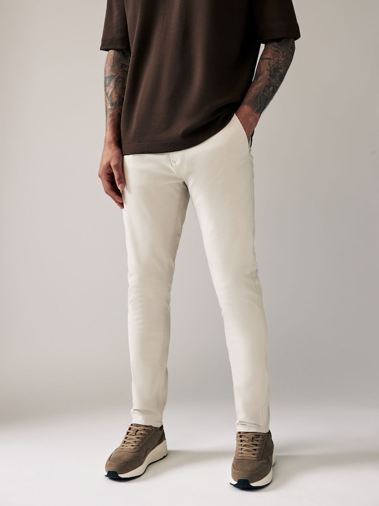 Light Stone Skinny Fit Stretch Chino Trousers - Image 1 of 9
