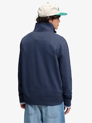 Superdry Blue Essential Serif Logo Half Zip Sweat Top - Image 2 of 6