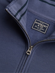 Superdry Blue Essential Serif Logo Half Zip Sweat Top - Image 6 of 6