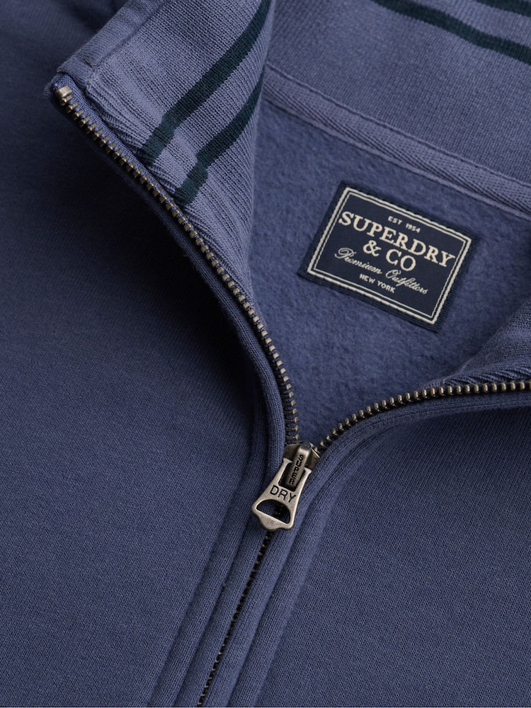 Superdry Blue Essential Serif Logo Half Zip Sweat Top - Image 6 of 6
