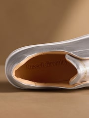 Russell & Bromley Silver Leather Park Up Laceless Flatform Trainers - Image 5 of 7