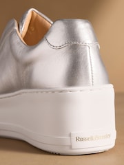Russell & Bromley Silver Leather Park Up Laceless Flatform Trainers - Image 6 of 7