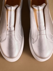 Russell & Bromley Silver Leather Park Up Laceless Flatform Trainers - Image 7 of 7