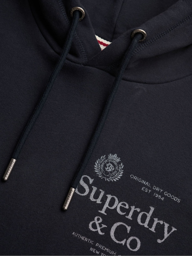 Superdry Navy Blue 1954 Company Relaxed Hoodie - Image 6 of 6