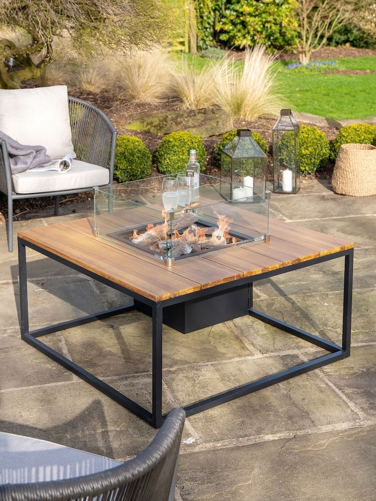 Pacific Natural Garden Cosiloft Black and Teak Table with Fire Pit - Image 1 of 6