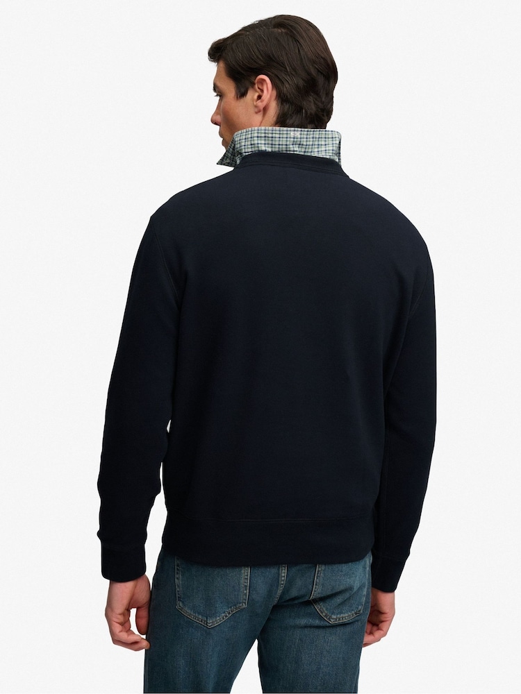Superdry Navy Blue Essential Stacked Logo Crew Neck Sweat Top - Image 2 of 6
