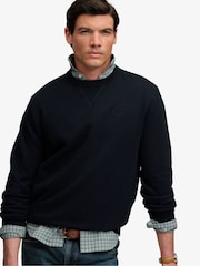 Superdry Navy Blue Essential Stacked Logo Crew Neck Sweat Top - Image 3 of 6