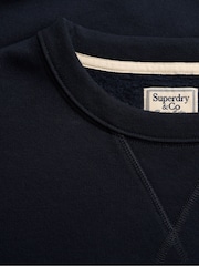 Superdry Navy Blue Essential Stacked Logo Crew Neck Sweat Top - Image 6 of 6