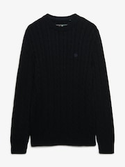 Superdry Black Cotton Cable Knit Crew Neck Jumper - Image 1 of 2