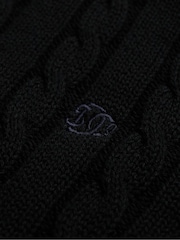 Superdry Black Cotton Cable Knit Crew Neck Jumper - Image 2 of 2