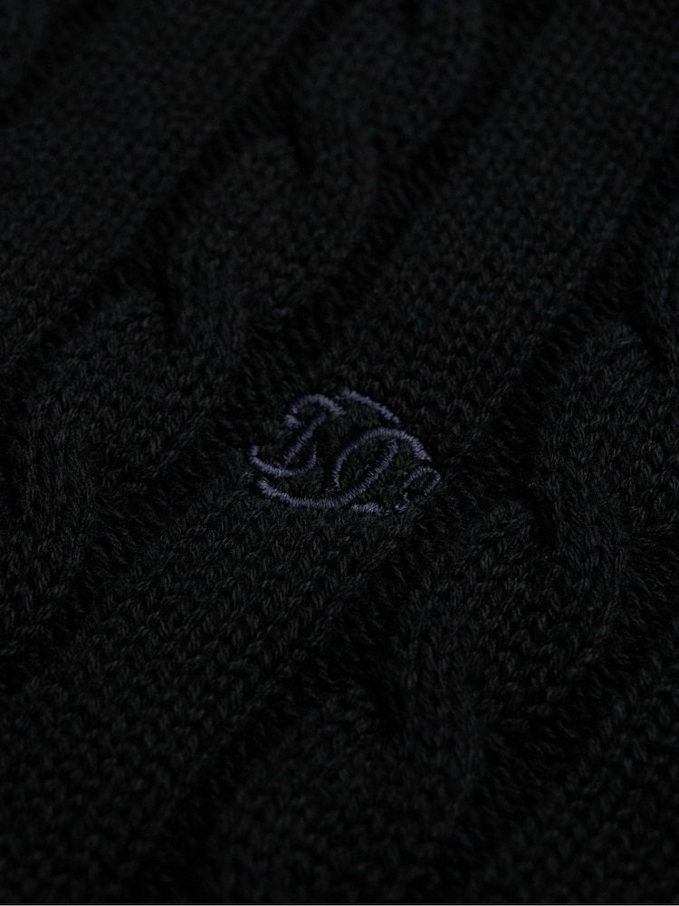 Superdry Black Cotton Cable Knit Crew Neck Jumper - Image 2 of 2