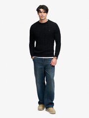 Superdry Black Cotton Cable Knit Crew Neck Jumper - Image 4 of 8