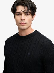 Superdry Black Cotton Cable Knit Crew Neck Jumper - Image 5 of 8