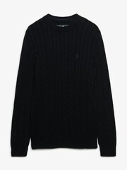 Superdry Black Cotton Cable Knit Crew Neck Jumper - Image 6 of 8