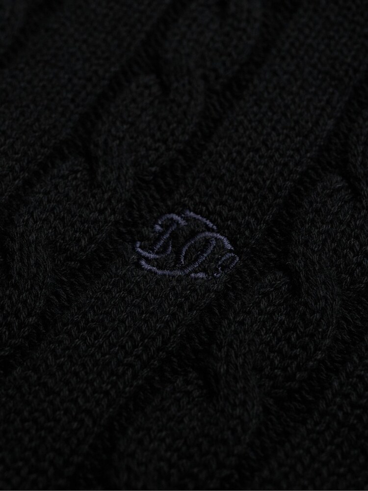 Superdry Black Cotton Cable Knit Crew Neck Jumper - Image 8 of 8