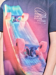 Navy Skateboard All-Over Print Short Sleeves 100% Cotton T-Shirt (3-16yrs) - Image 3 of 6