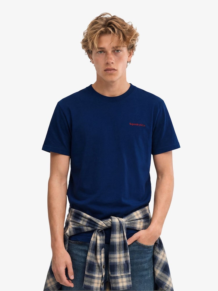 أزرق - تيشرت أساسي بشعار الشركة من Superdry - صورة 1 من 6