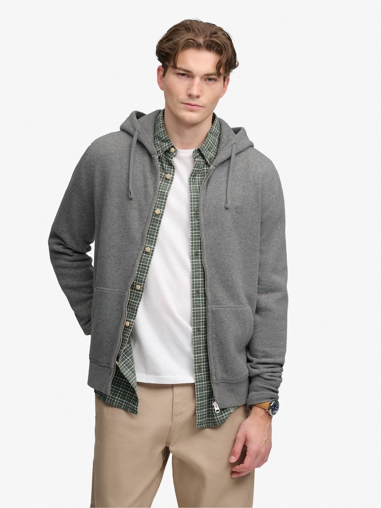 Gris - Superdry Essential Sdco Logo Zip Hoodie - Imagen 1 de 6