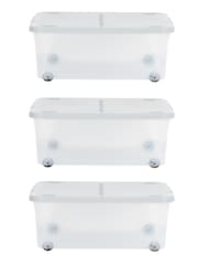 Wham Set of 3 Clear 30L Boxes with Wheels and Folding Lids - Image 4 of 6