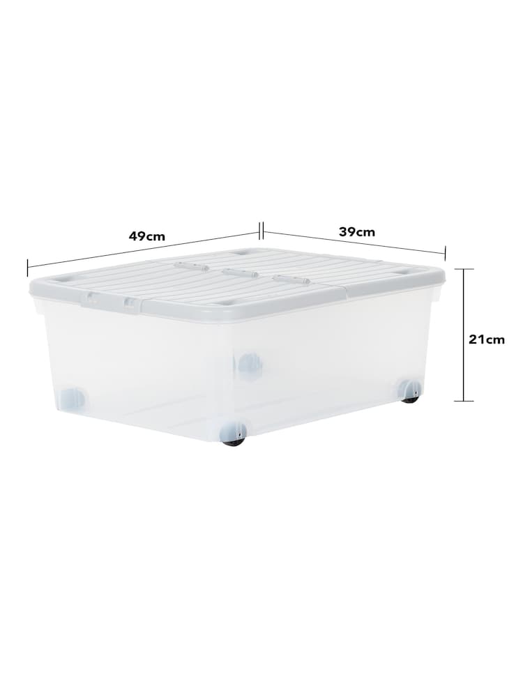 Wham Set of 3 Clear 30L Boxes with Wheels and Folding Lids - Image 6 of 6