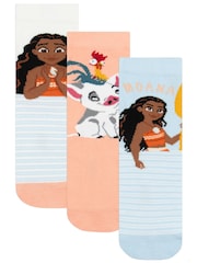 Character Blue Disney Moana Socks 3 Pack - Image 1 of 5