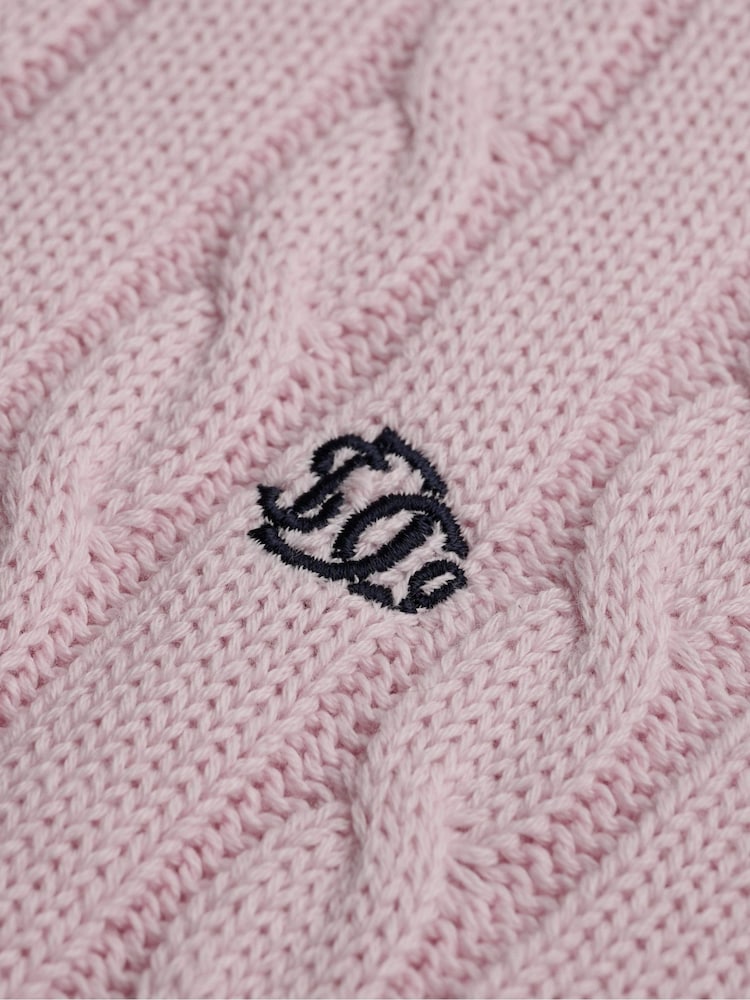 Superdry Pink Cotton Cable Knit Crew Neck Jumper - Image 2 of 2
