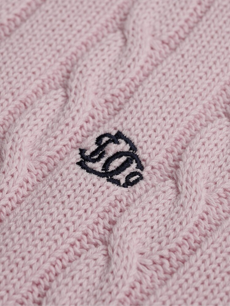 Superdry Pink Cotton Cable Knit Crew Neck Jumper - Image 7 of 7