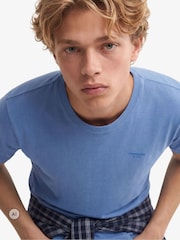 Superdry Blue Essential Stacked Logo Embroidered T-Shirt - Image 4 of 7