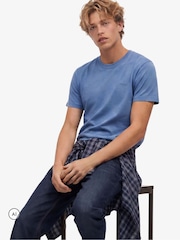 Superdry Blue Essential Stacked Logo Embroidered T-Shirt - Image 5 of 7