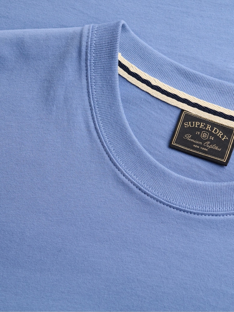 Superdry Blue Essential Stacked Logo Embroidered T-Shirt - Image 7 of 7 Superdry Blue Essential Stacked Logo Embroidered T-Shirt - Image 7 of 7
