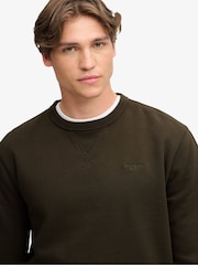 Superdry Green Essential Stacked Logo Crew Neck Sweat Top - Image 1 of 6