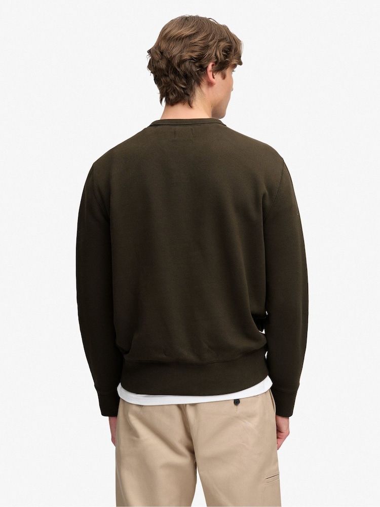 Superdry Green Essential Stacked Logo Crew Neck Sweat Top - Image 2 of 6
