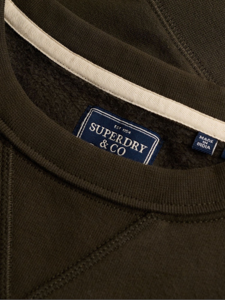 Superdry Green Essential Stacked Logo Crew Neck Sweat Top - Image 6 of 6